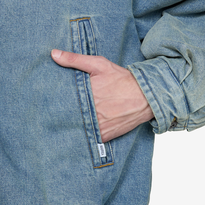 Washed Denim Padded Blouson Indigo Jackets