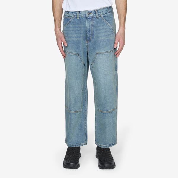 Washed Double Knee Denim Pant Indigo Pants