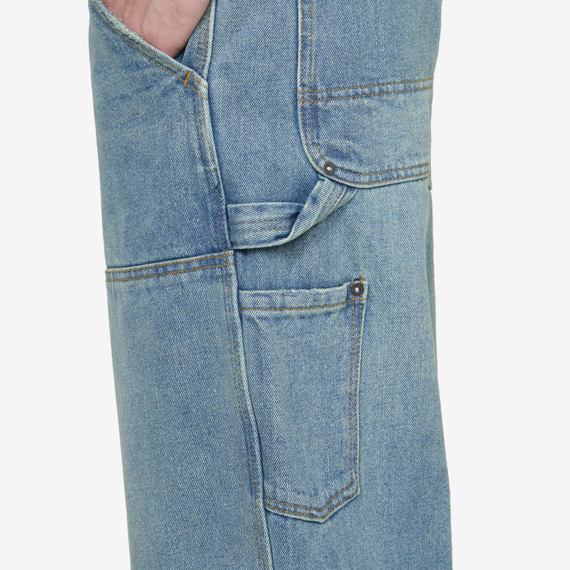 Washed Double Knee Denim Pant Indigo Pants