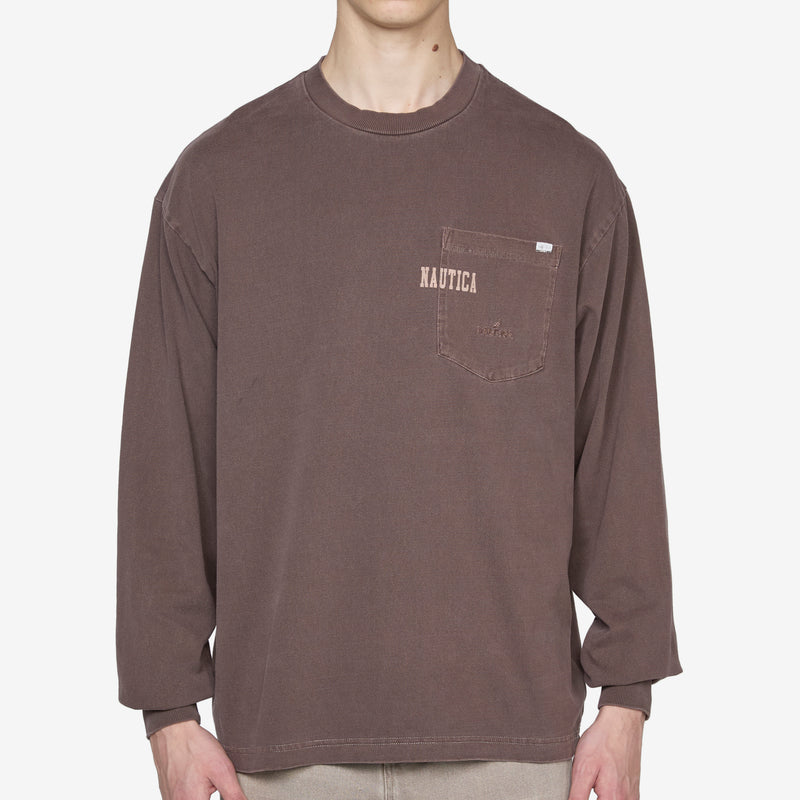Pigment Dyed Hidden Logo Longsleeve T-Shirt Sand Tees