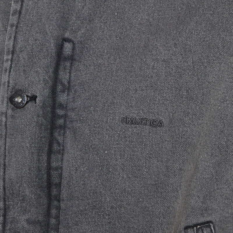 Washed Denim Padded Blouson Black Jackets