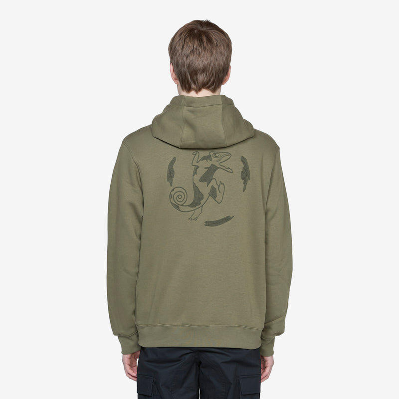 Olympic Agnostic Fleece Pullover Hoodie Medium Olive | White Jumpers