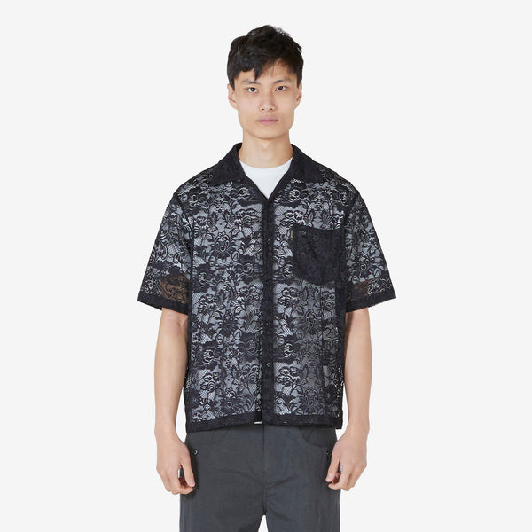 Lace Hawaiian Shirt Black