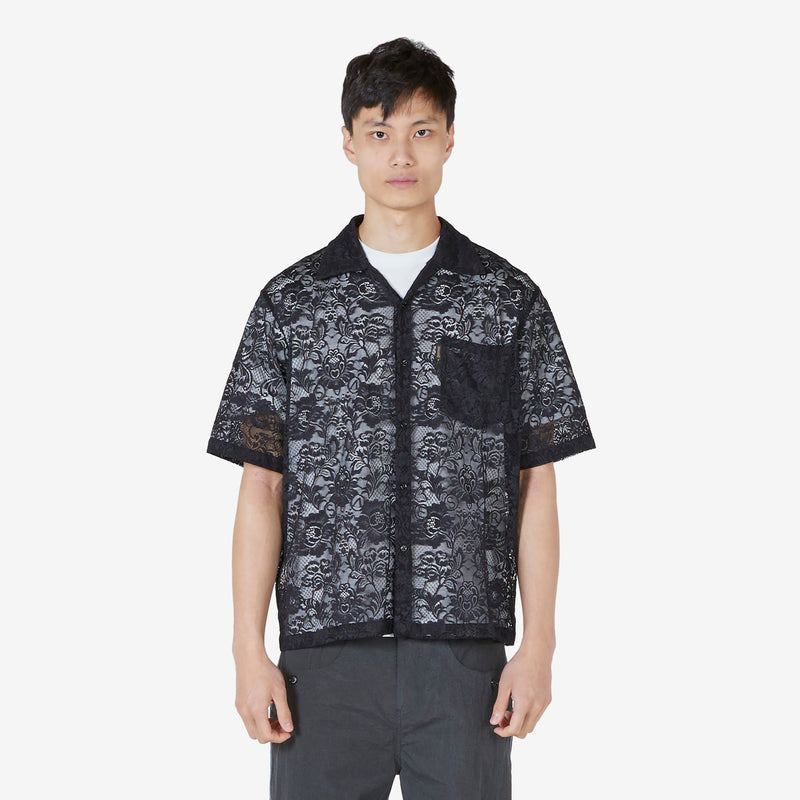 Lace Hawaiian Shirt Black