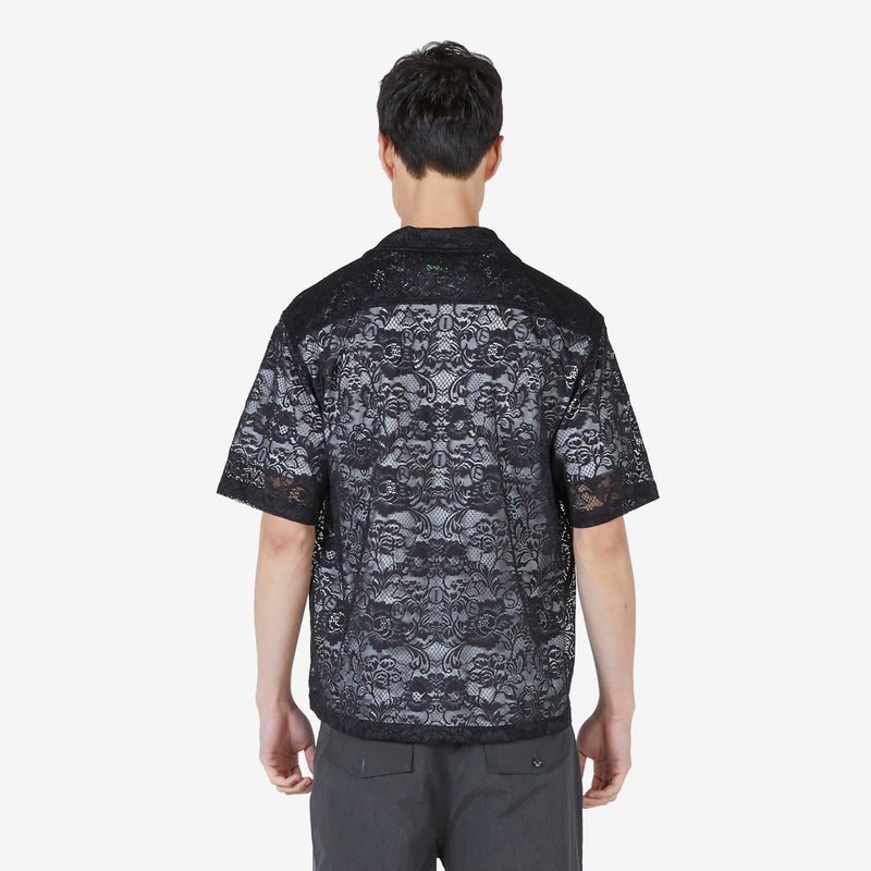 Lace Hawaiian Shirt Black