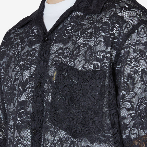 Lace Hawaiian Shirt Black