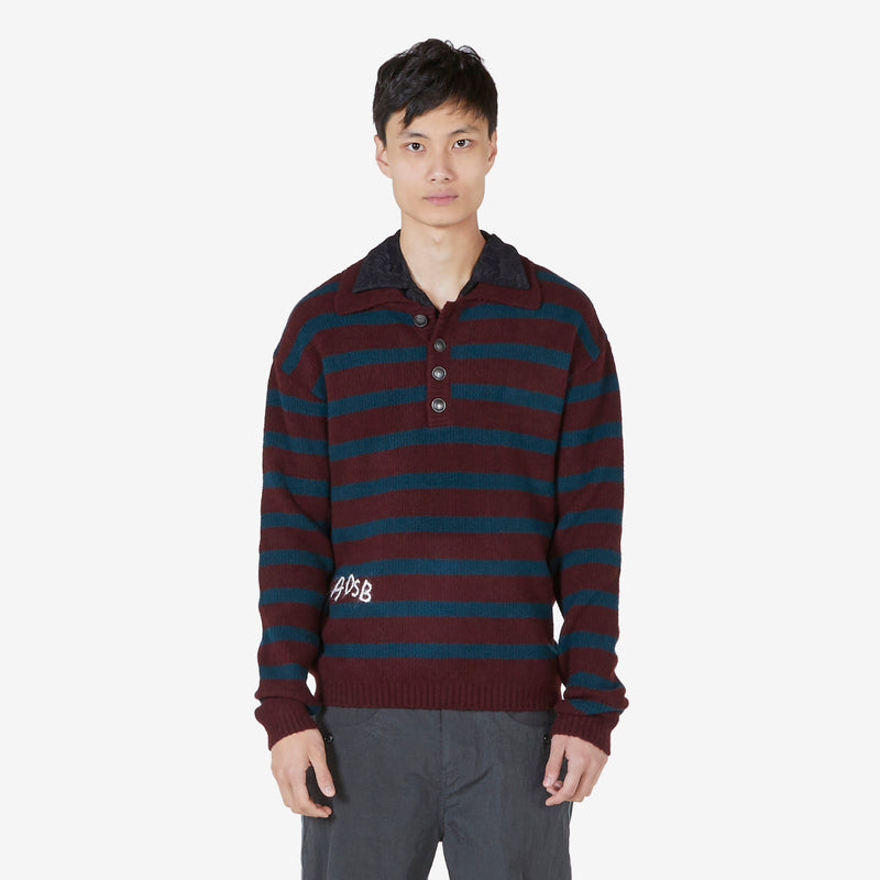 ADSP Stripe Polo Sweater Wine | Green