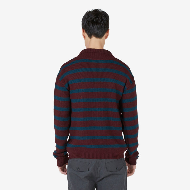 ADSP Stripe Polo Sweater Wine | Green