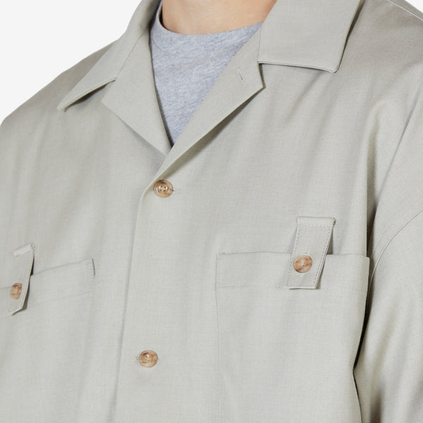 Two Pocket Open Collar Shirt Beige