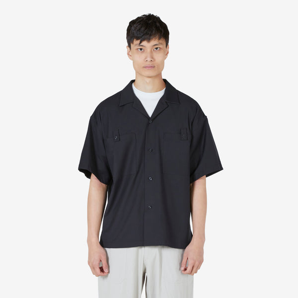 Two Pocket Open Collar Shirt Black