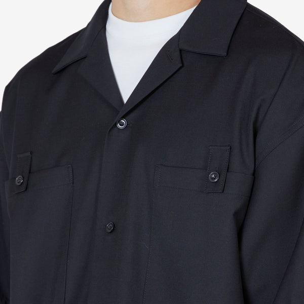 Two Pocket Open Collar Shirt Black