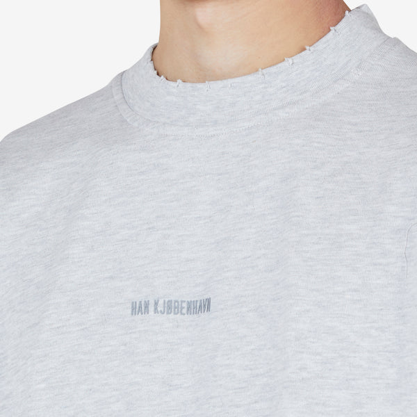 Distressed Short Sleeve Logo T-Shirt Grey Melange