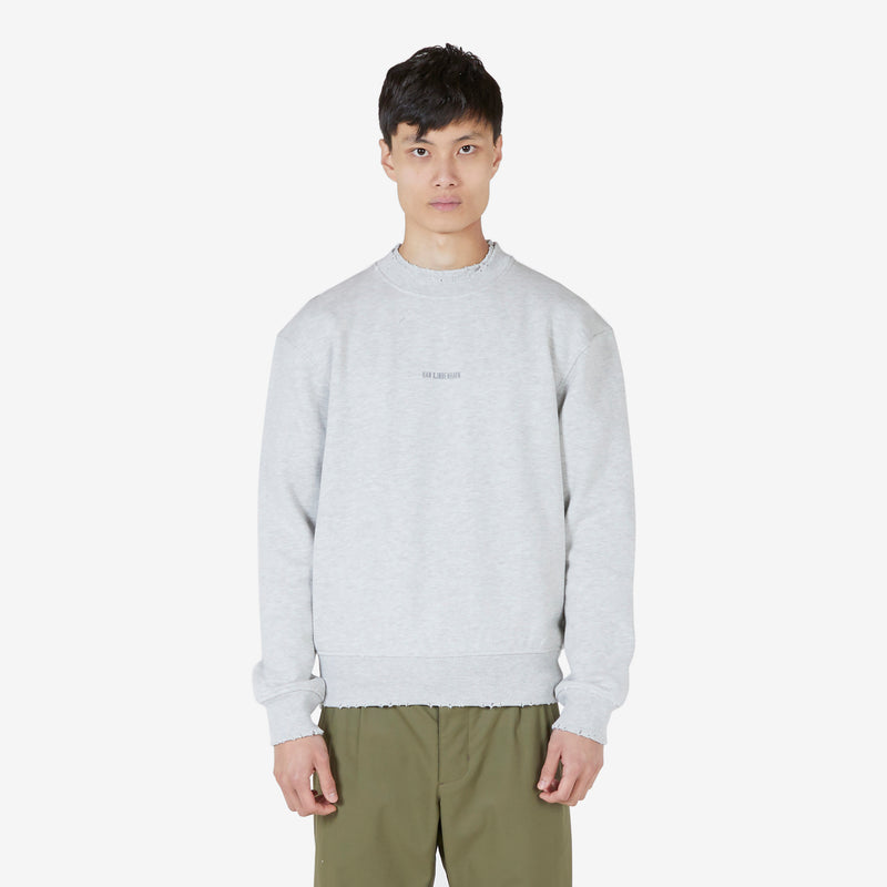 Distressed Logo Crew Grey Melange