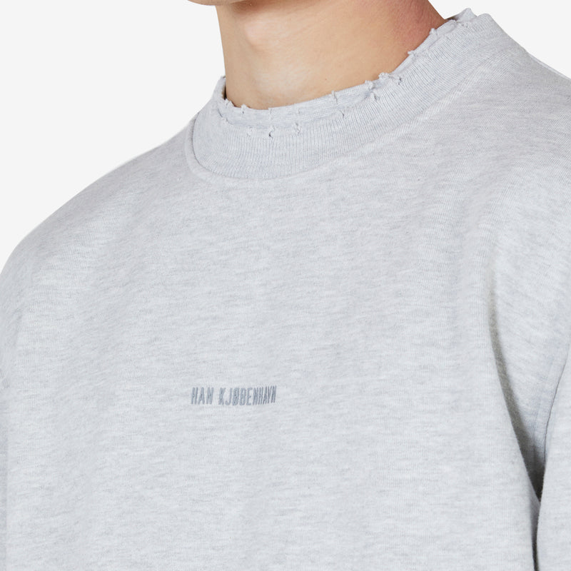 Distressed Logo Crew Grey Melange