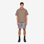 Drop Short Sleeve Shirt Brown Check