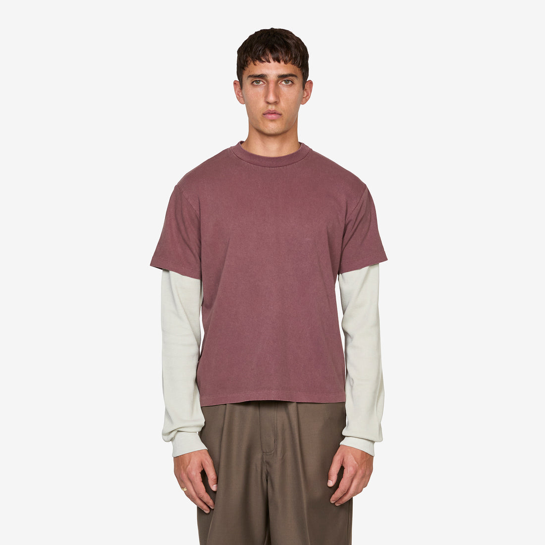 Tide Double T-Shirt Plum | Bone Tees