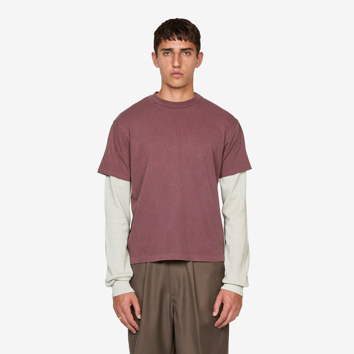 Tide Double T-Shirt Plum | Bone Front