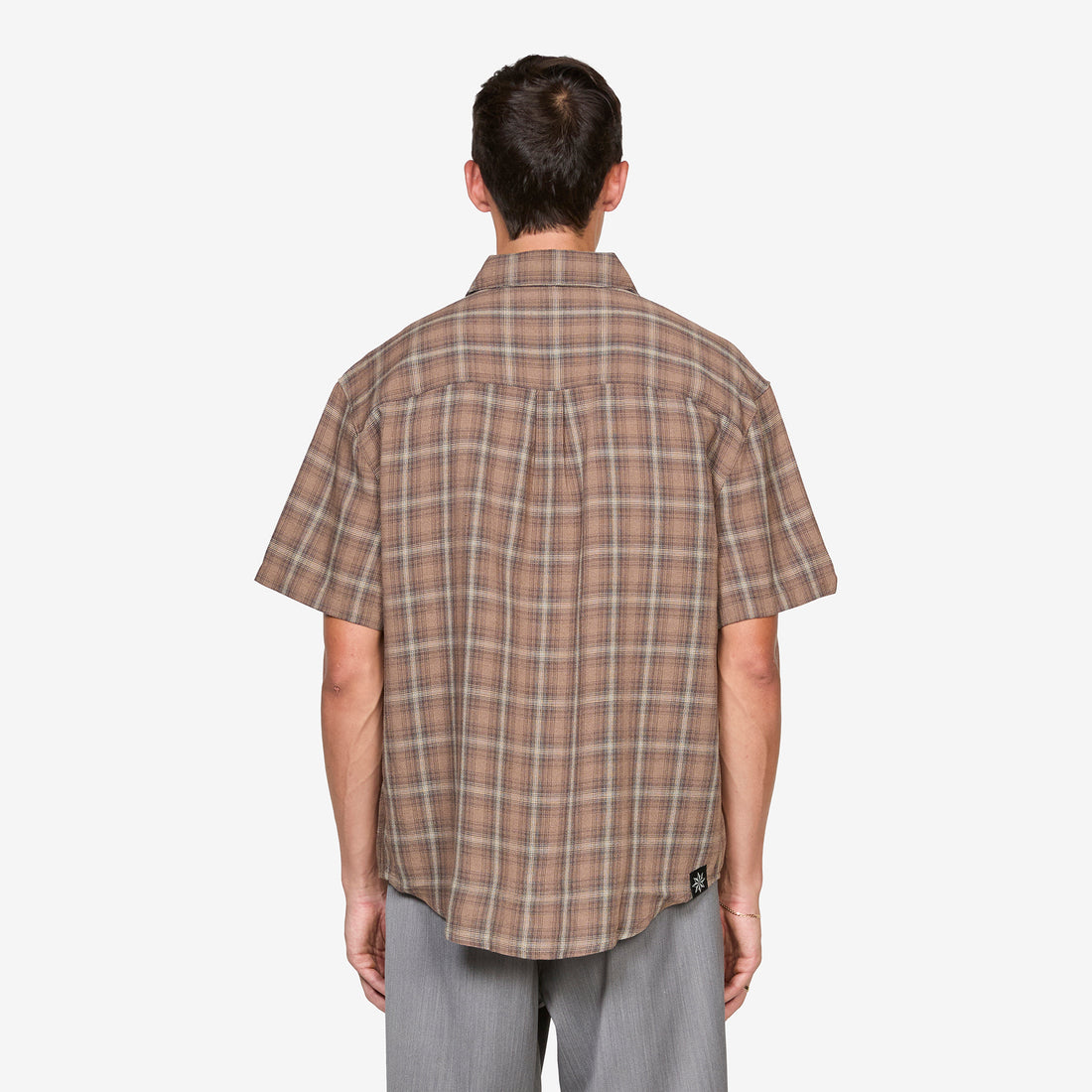 Drop Short Sleeve Shirt Brown Check Shirts