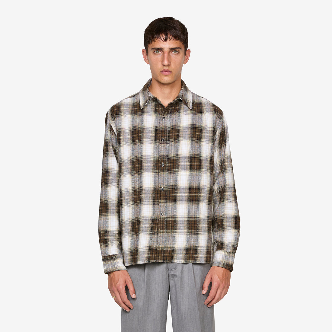 Hold Longsleeve Shirt Brown Check Shirts