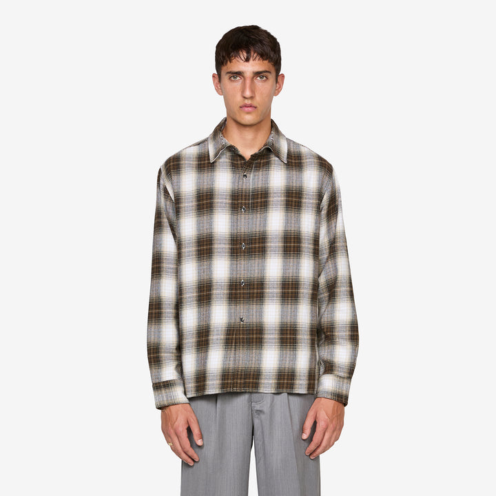 Hold Longsleeve Shirt Brown Check Front