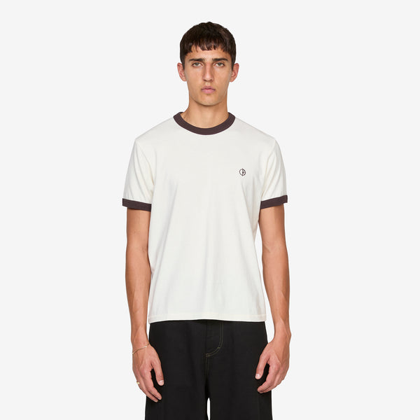 Ringer T-Shirt Ivory | Chocolate Tees