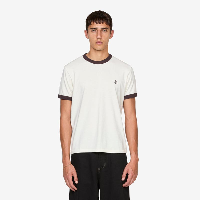 Ringer T-Shirt Ivory | Chocolate Tees