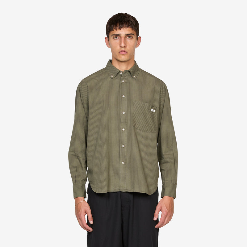 Ben Longsleeve Shirt Army Green Check Shirts