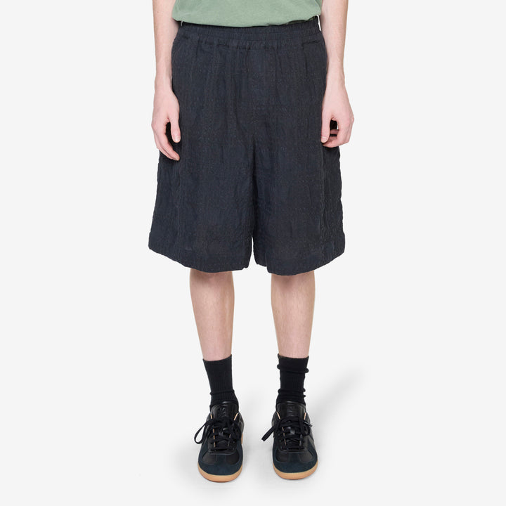 Saleh Shorts Faded Black Seercheck Front