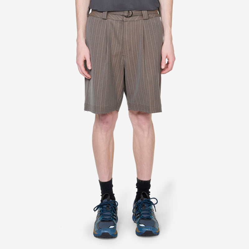 Pleated Suit Short Chocolate Pinstripe Shorts