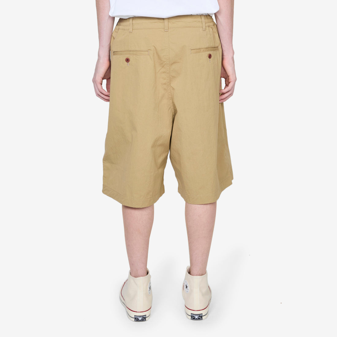 Pleated Wide Leg Shorts Beige Shorts