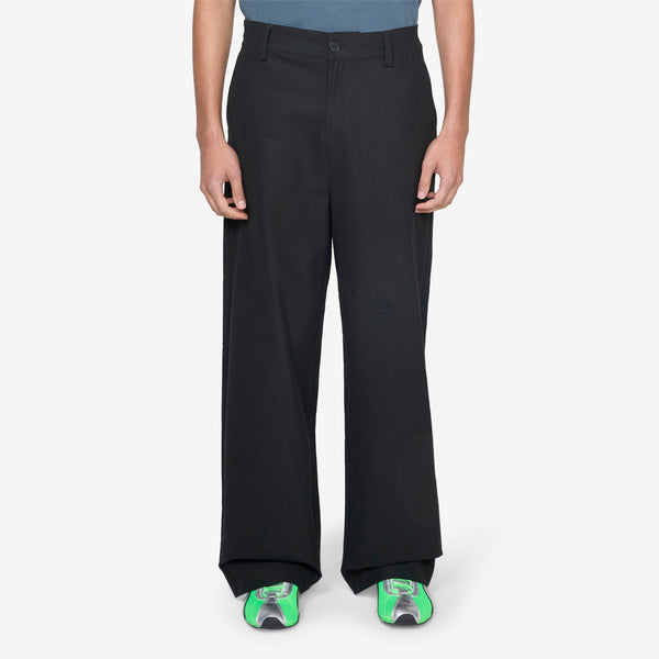 Wide-Leg Cotton Trousers Anthracite Black Pants