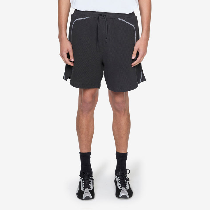 Fabien Waffle Shorts Black Front