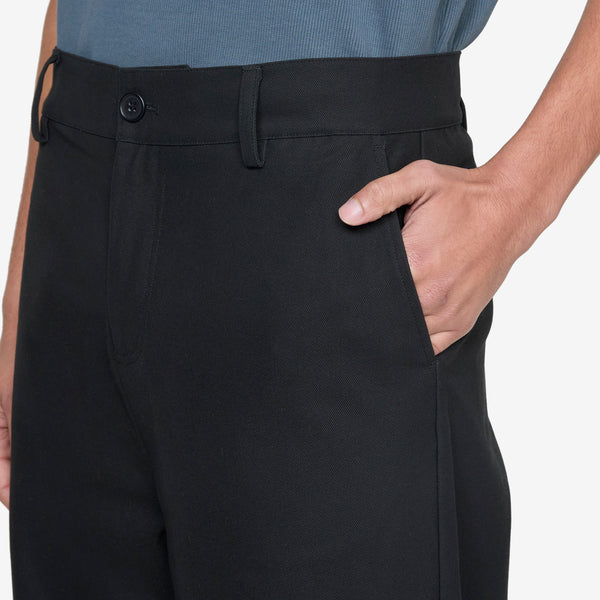 Wide-Leg Cotton Trousers Anthracite Black Pants