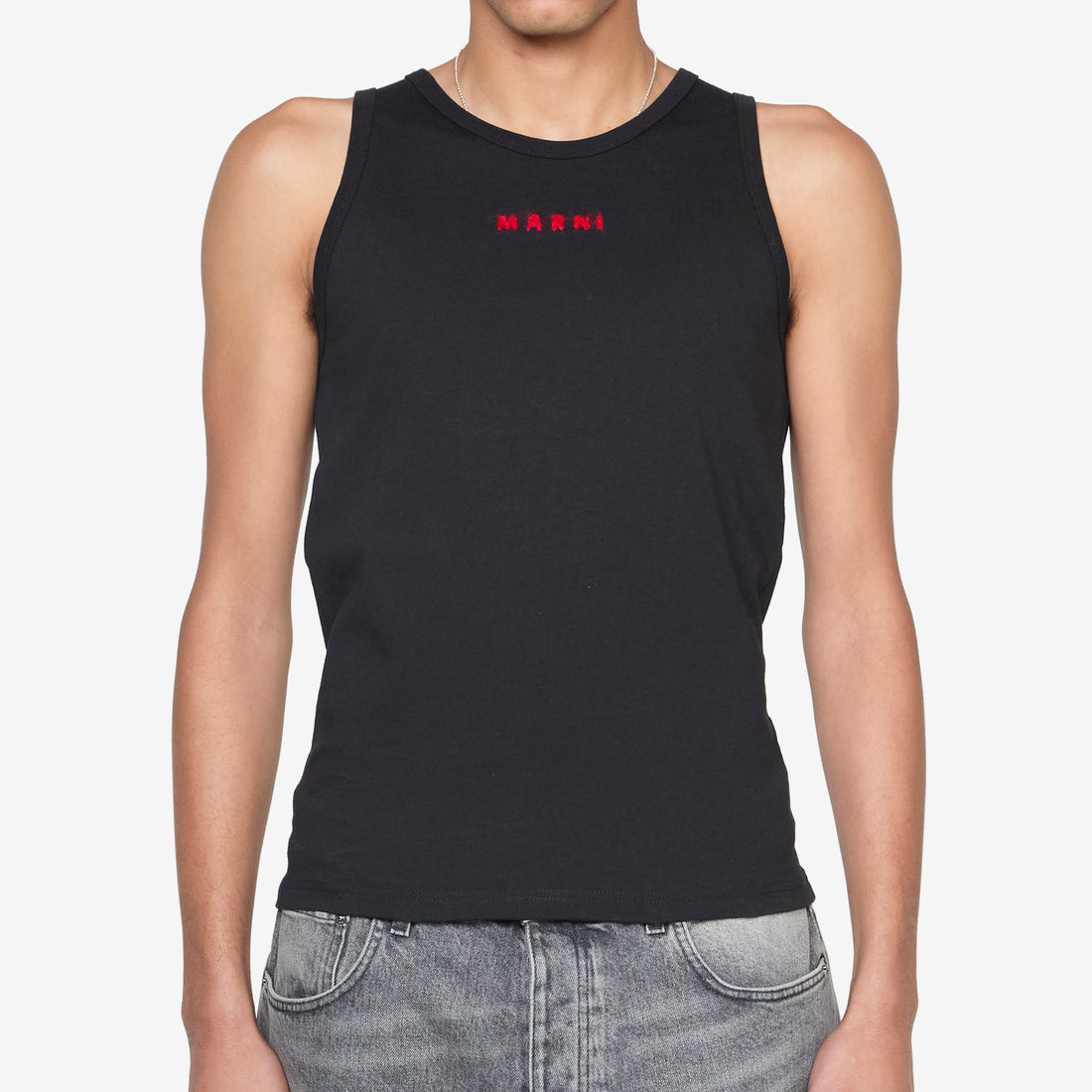 Mohair Embroidered Tank Top Black Tees