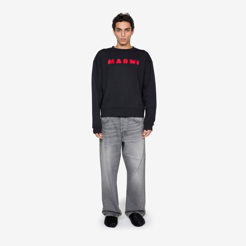 Mohair Patch Logo Sweatshirt Black Jumpers