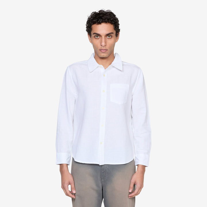 Linen Cotton Longsleeve Shirt White Front