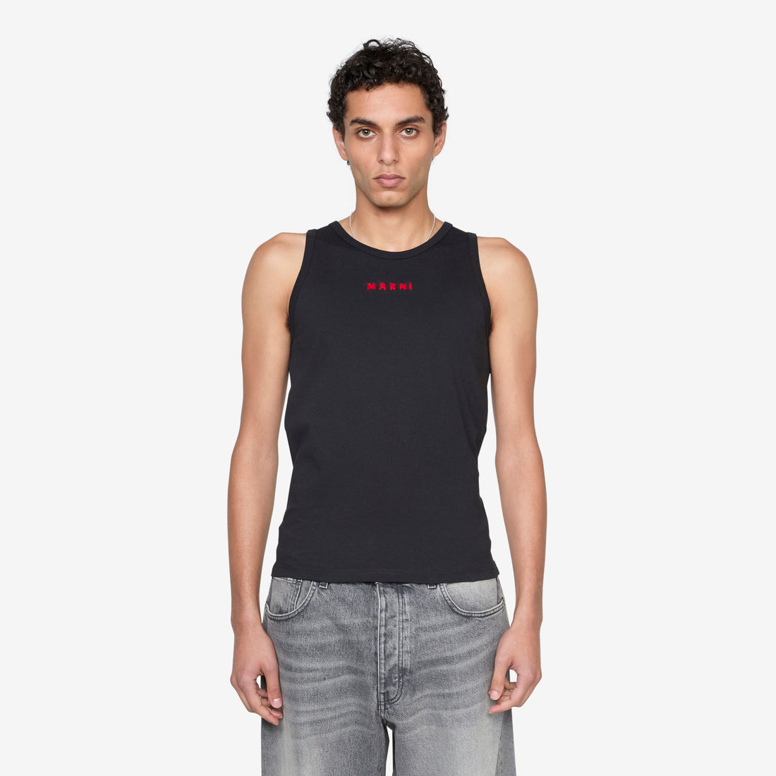 Mohair Embroidered Tank Top Black Tees