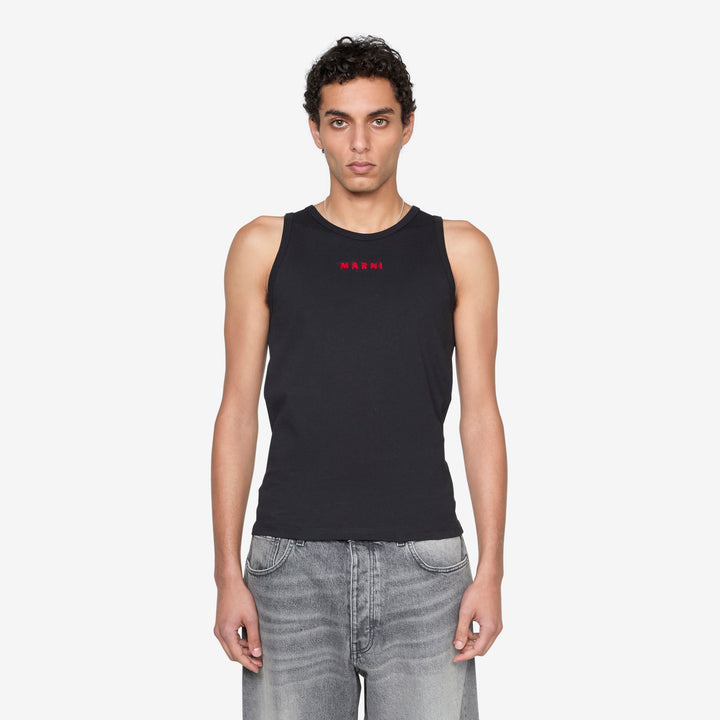 Mohair Embroidered Tank Top Black Front