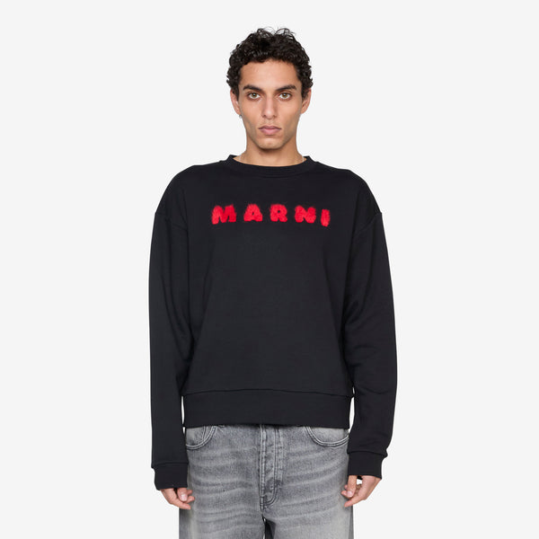 Mohair Patch Logo Sweatshirt Black Jumpers