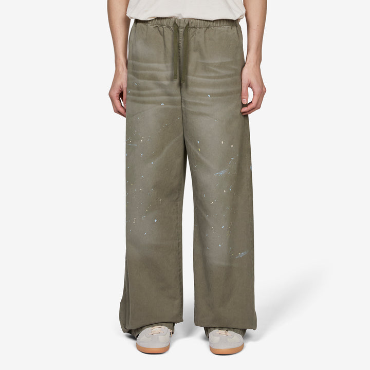 Plott Peached Light Cotton Twill Trouser Dusty Green Front