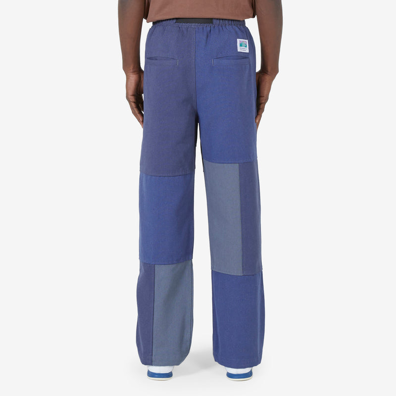 Washed Canvas Patchwork Pants Washed Navy