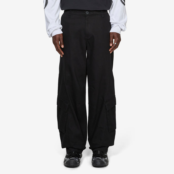 Washed Cargo Pants Black Front