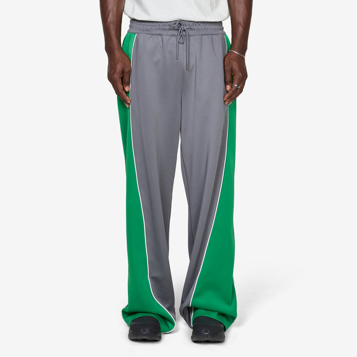 Training Track Trousers Grey | Vibrant Green Front
