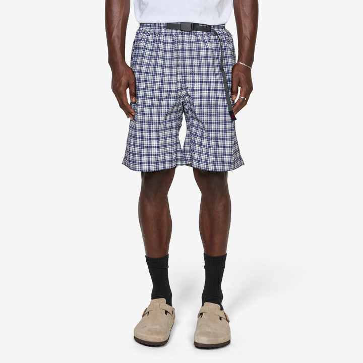 Checkered Shell Short Navy Check Front