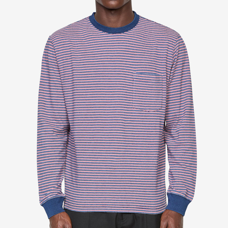 Longsleeve Pocket T-Shirt Indigo Stripe Red Tees