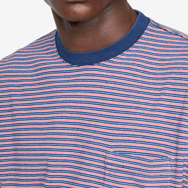 Longsleeve Pocket T-Shirt Indigo Stripe Red Tees