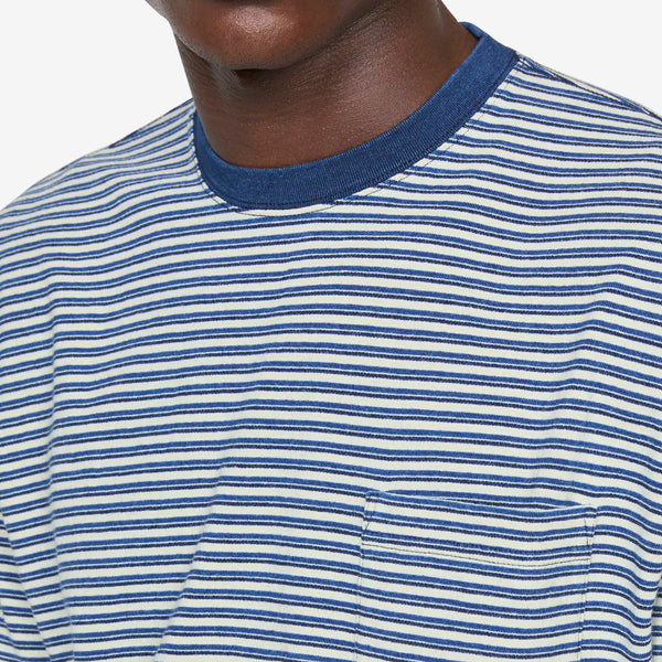 Pocket T-Shirt Indigo Stripe Off White Tees