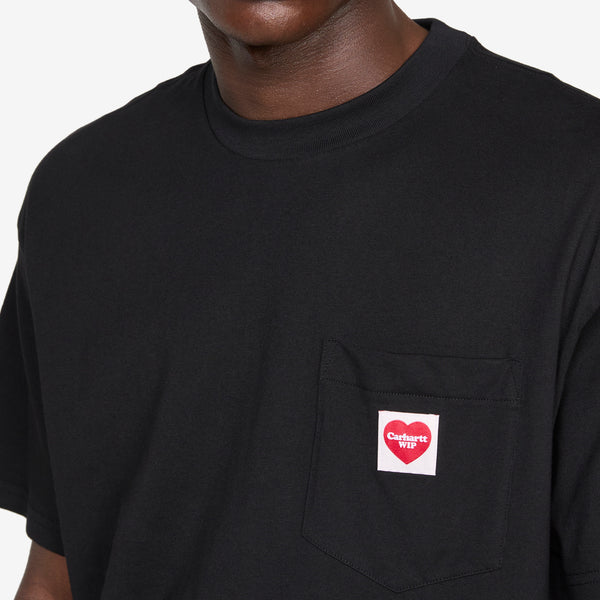 Pocket Heart T-Shirt Black | Red Tees