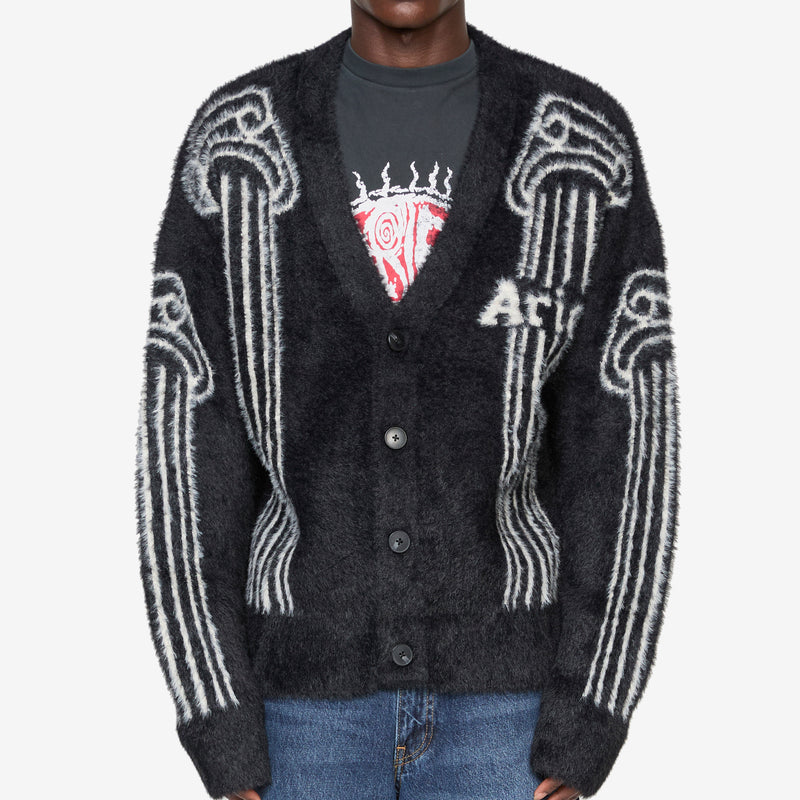 Oversized Chenille Column Knit Cardigan Black Jumpers