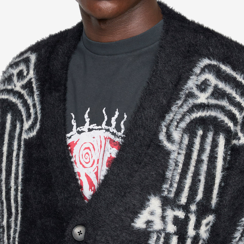 Oversized Chenille Column Knit Cardigan Black Jumpers